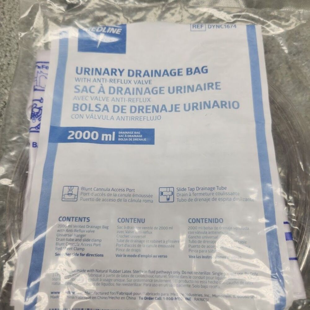 Medline Urine Drainage Bag 2000mL Exp 02/2022 Sterile Pack Medical Supply New